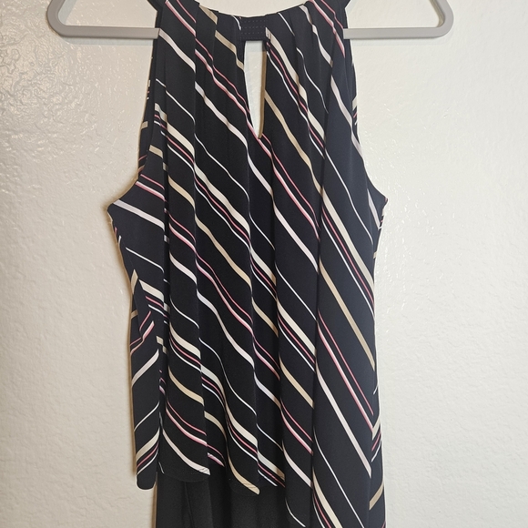 White House Black Market Black Striped Blouse - Picture 1 of 4